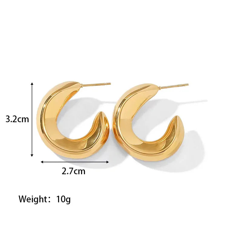 Fashion Solid 304 Stainless Steel 18K Gold Plated Earrings