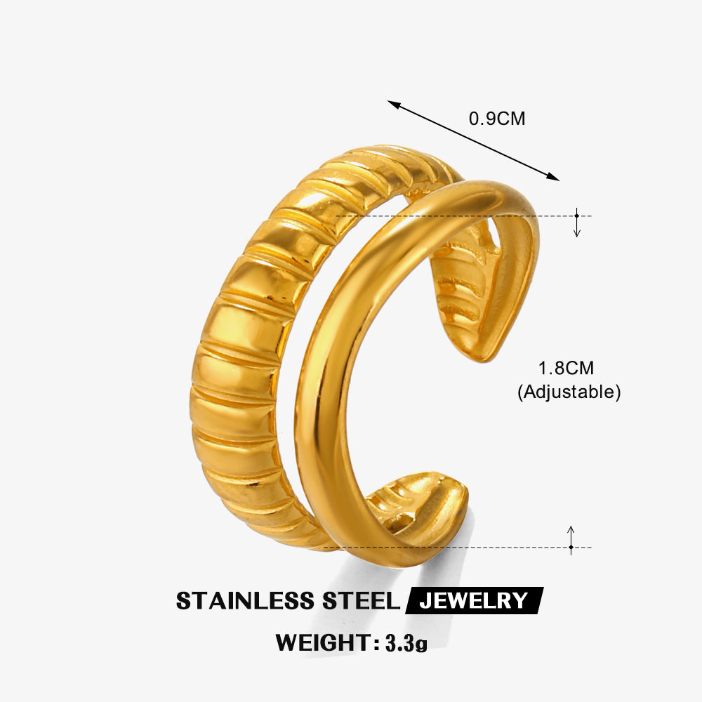 304 Stainless Steel 18K Silver Modern Ring