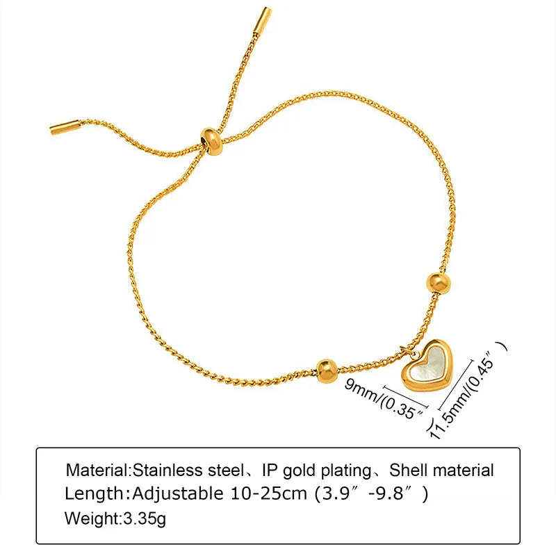 Gold Bracelet with White Heart