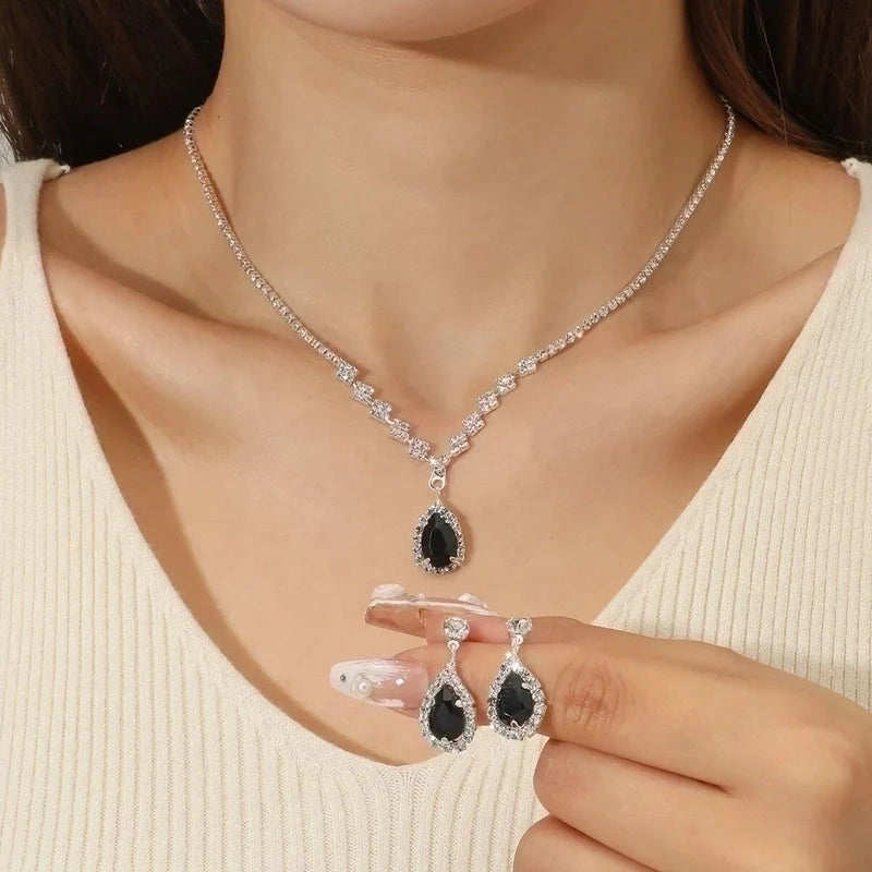 Crystal Copper Onyx with Diamonds Jewelry Set