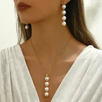 Elegant Baroque Style French Style Round 201 Stainless Steel Earrings Necklace Jewelry Set