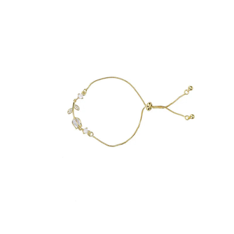 Fairy Style Elegant Tulip Opal 18k Gold Plated Bracelet