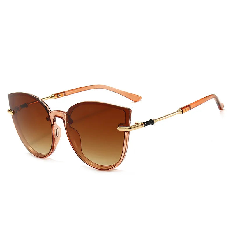 Cat Eye Full Frame Women's Sunglasses Tea Color