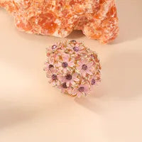 Pink With Purple Stone Flower Ring Adjustable