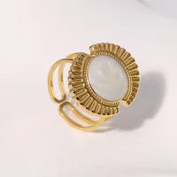 Elegant Vintage Style French Style Round Sector 304 Stainless Steel 18K Gold Plated Open Ring