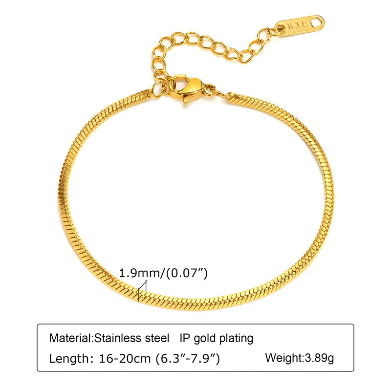 Flat Chain Bracelet 18K Gold Filled