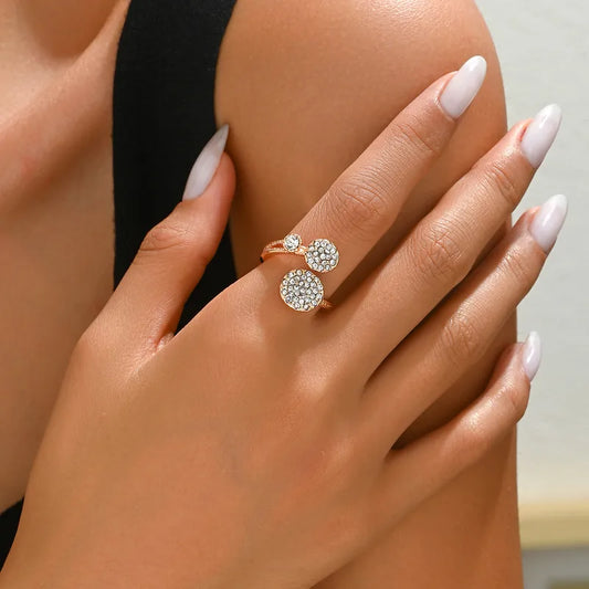 Elegant Leaf Alloy Inlay Artificial Rhinestone Women's Single Ring