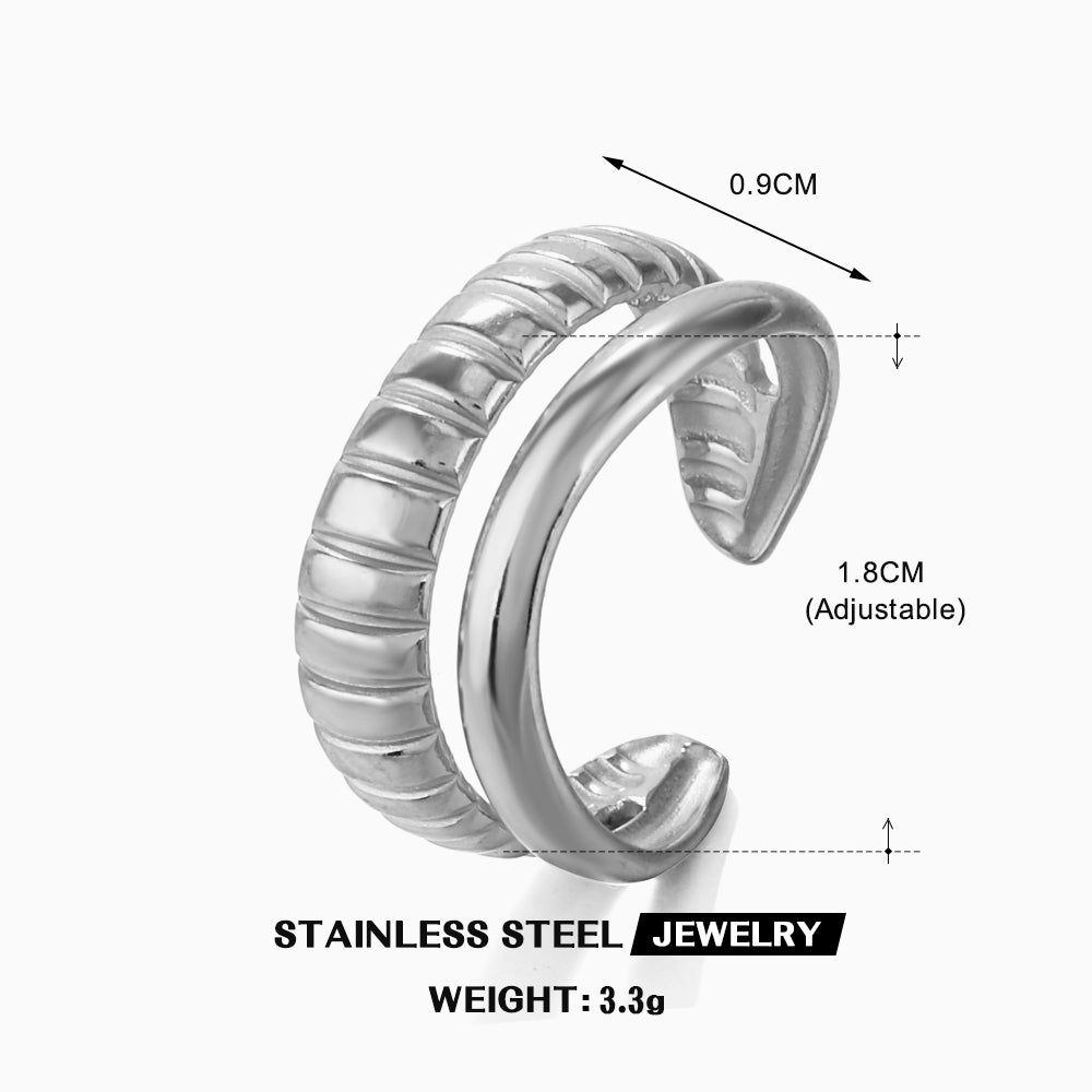 304 Stainless Steel 18K Silver Modern Ring