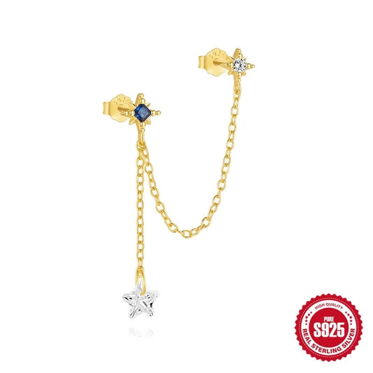 925 Sterling Silver with Golden Plated Accents of Stars