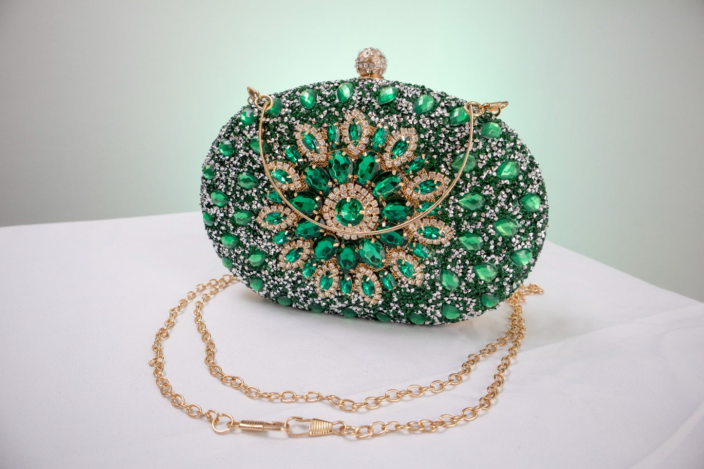 Sunflower Emerald Diamond-Encrusted Clutch
