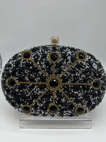 Black Sunflower Diamond-Encrusted Dinner Fashion Bag