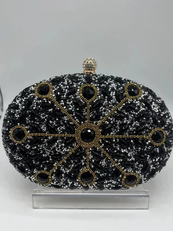 Black Sunflower Diamond-Encrusted Dinner Fashion Bag