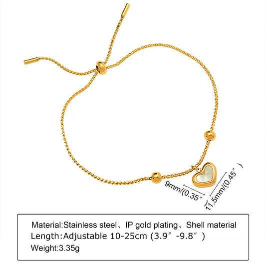 Gold Bracelet with White Heart