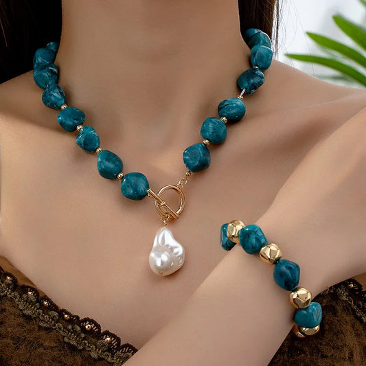 Casual Bohemian Solid Color Arylic Imitation Pearl 14K Gold Plated Gold Plated Women's Jewelry Set