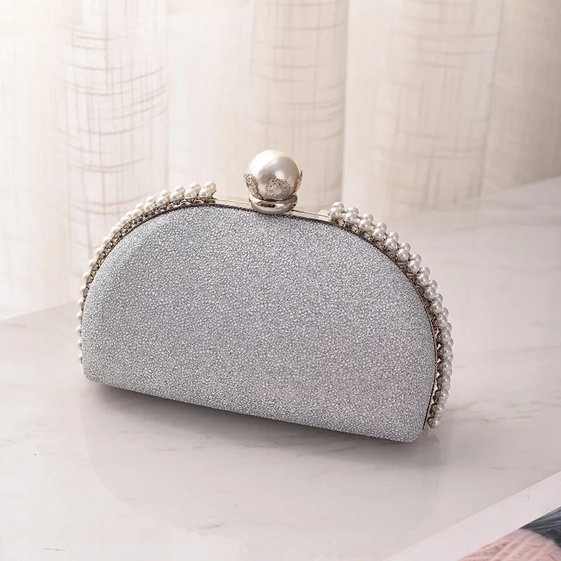 Classic Style Elegant Pearl with Diamonds Clutch
