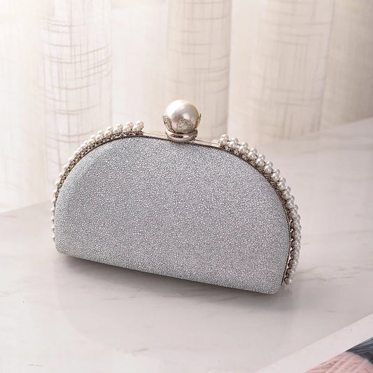 Classic Style Elegant Pearl with Diamonds Clutch