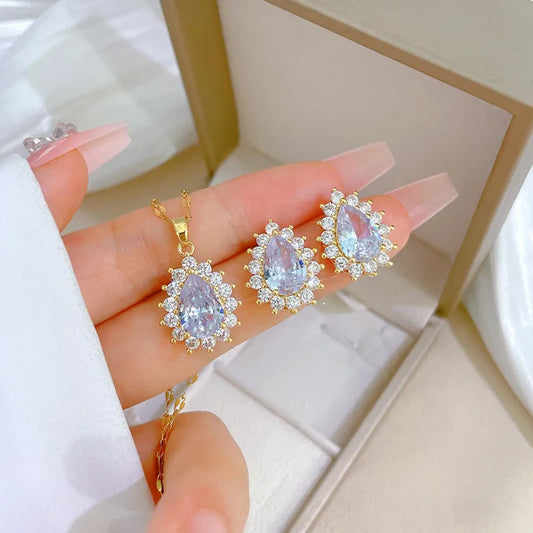 Fancy Jewelry Set with Baby Blue Stones