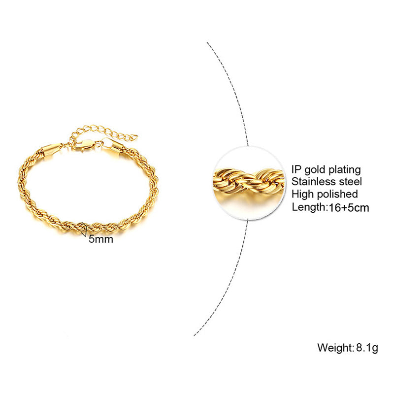 Elegant Geometric 201 Stainless Steel 18K Gold Plated Zircon Bracelet