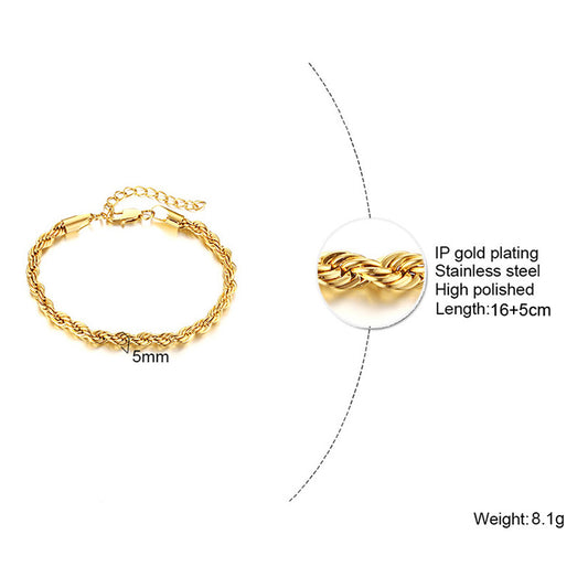 Elegant Geometric 201 Stainless Steel 18K Gold Plated Zircon Bracelet
