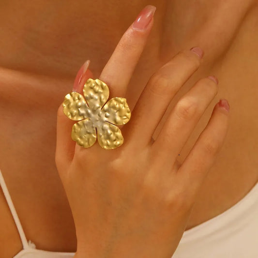 Jewelry Vintage Style Simple Style Elegant Flower 304 Stainless Steel Ring