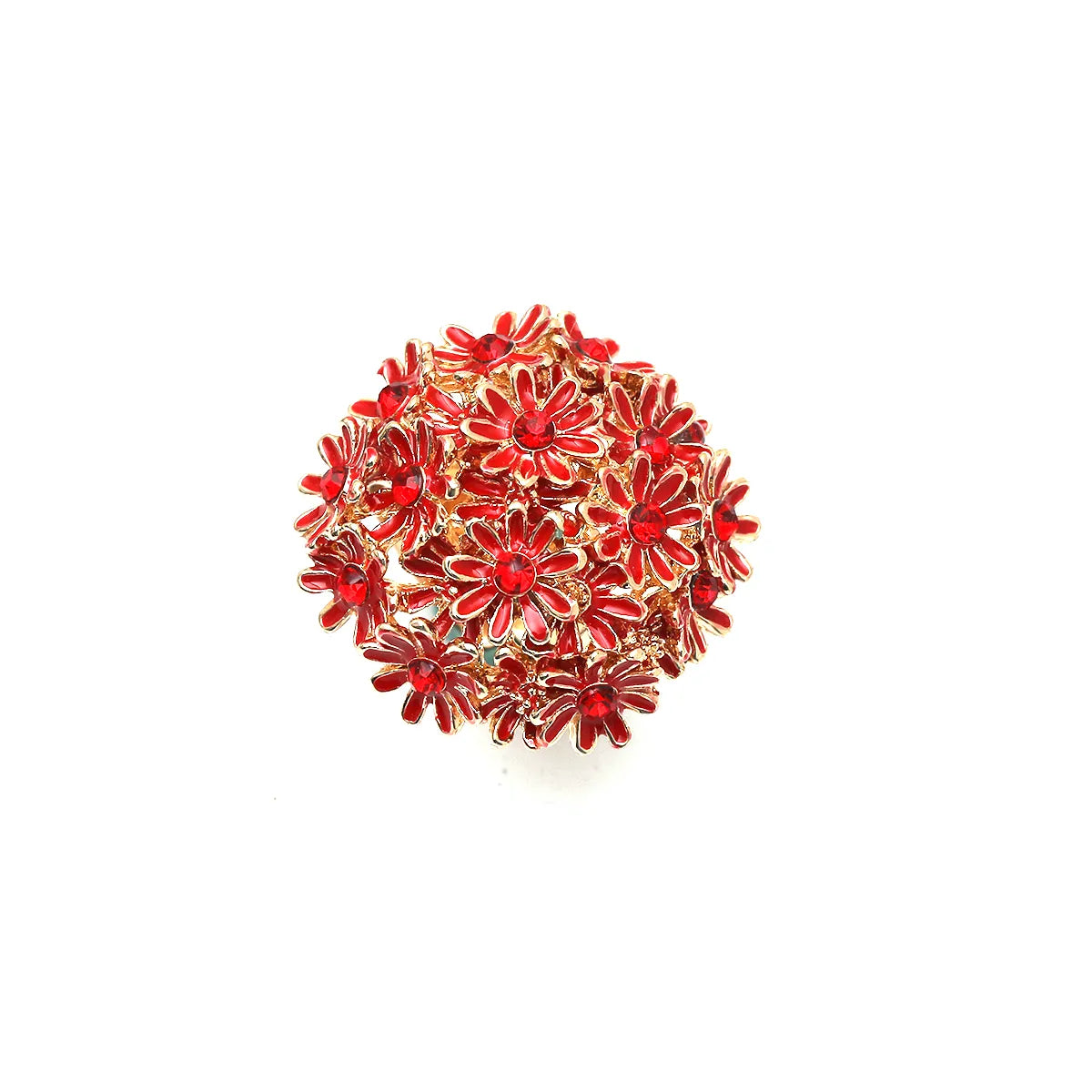Red Glamourous Ring with Gold Stones
