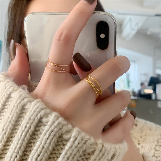 French Style Geometric Stainless Steel Rings