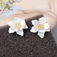Retro Flower Spray Paint Alloy Artificial Gemstones Earrings Ear Studs