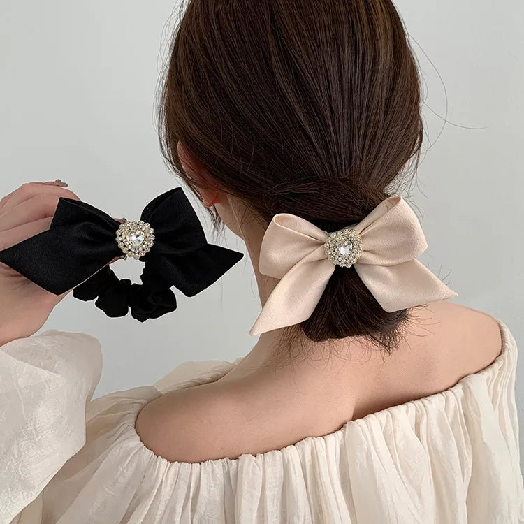 Simple Style Bow Hait Tie Beige
