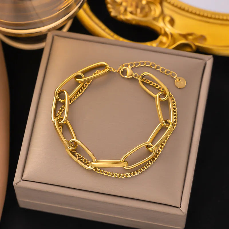 304 Stainless Steel 18K Gold Plated Bracelet