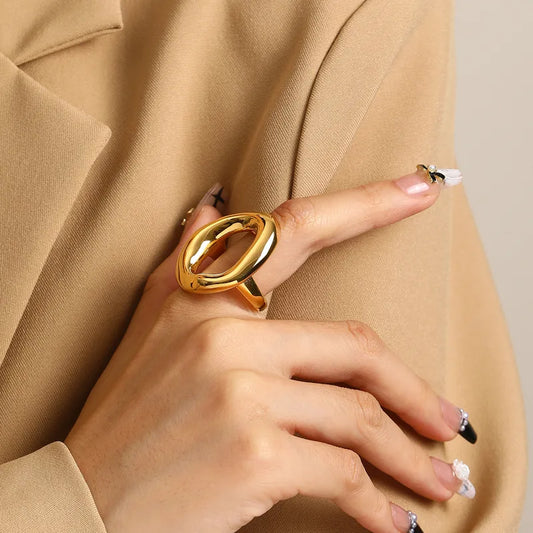 Vintage Style Geometric Solid Color Titanium Steel Ring