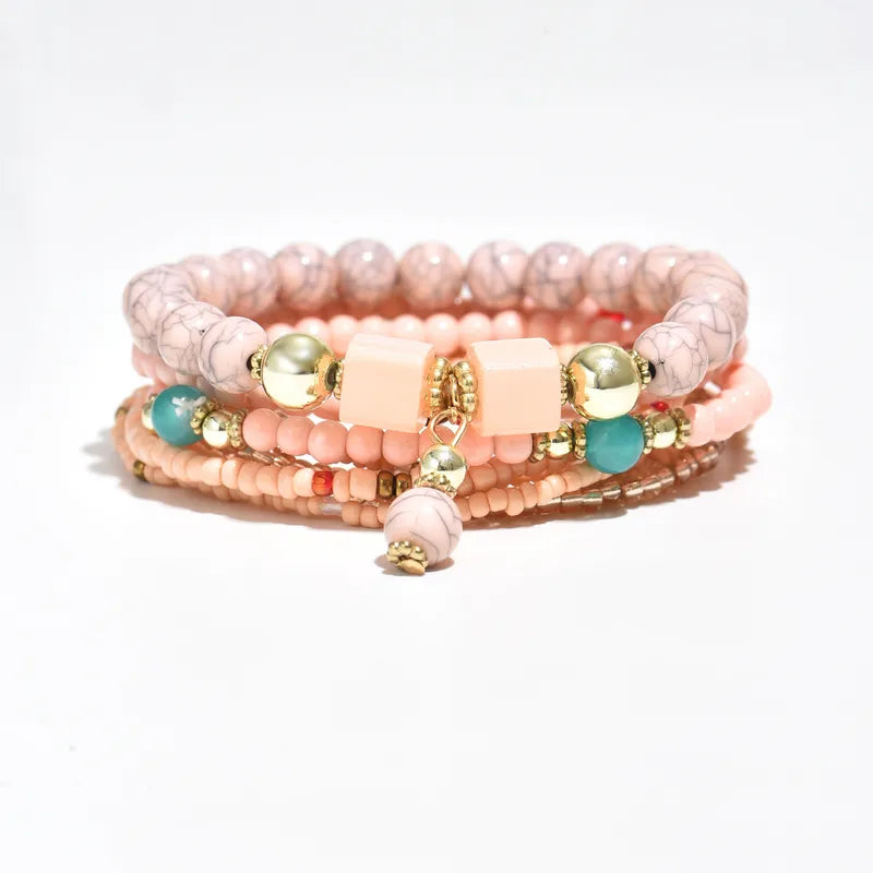 Casual Bohemian Style Multi-Layered Elastic Bracelets Set Of 7