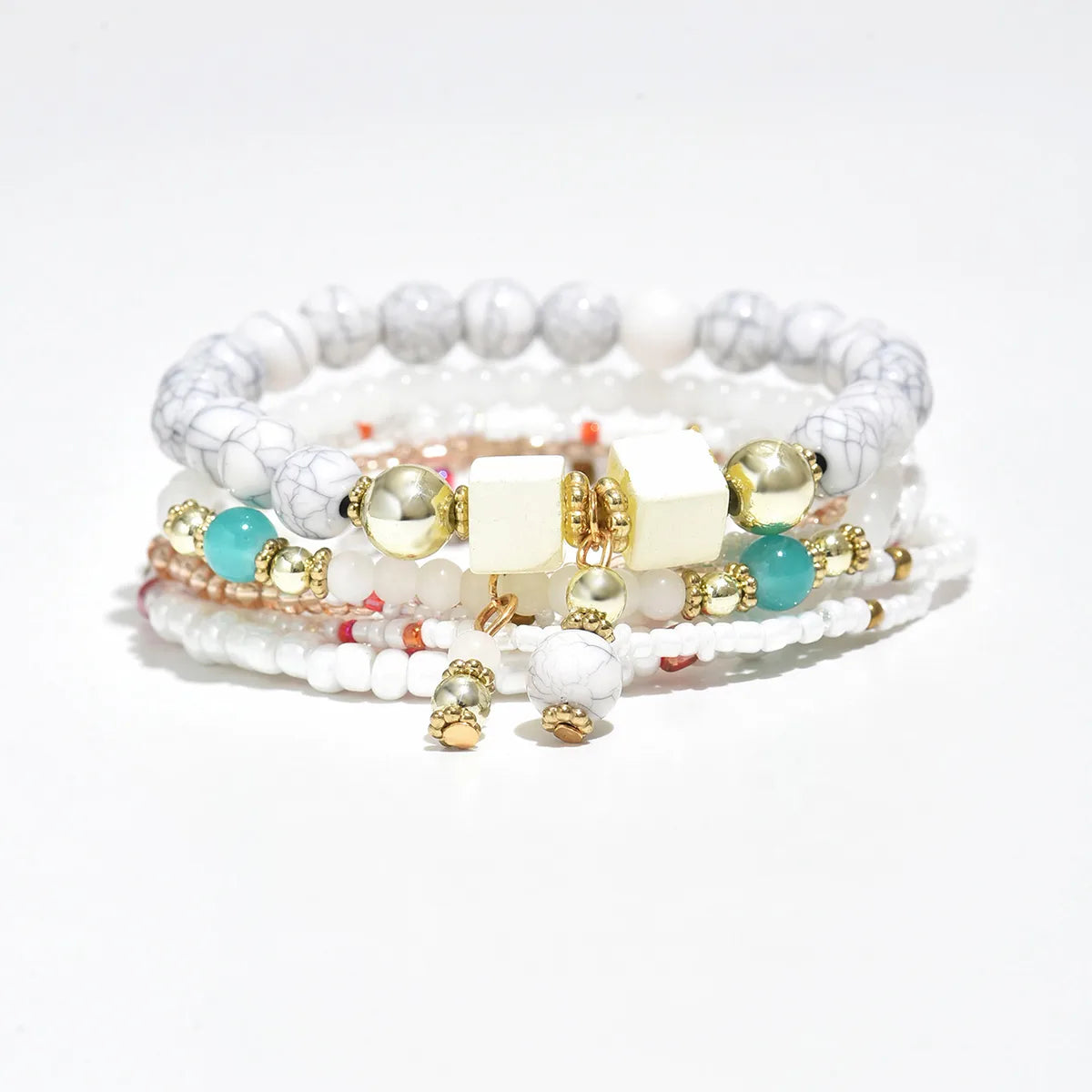 Casual Bohemian Style Multi-Layered Elastic Bracelets Set Of 7