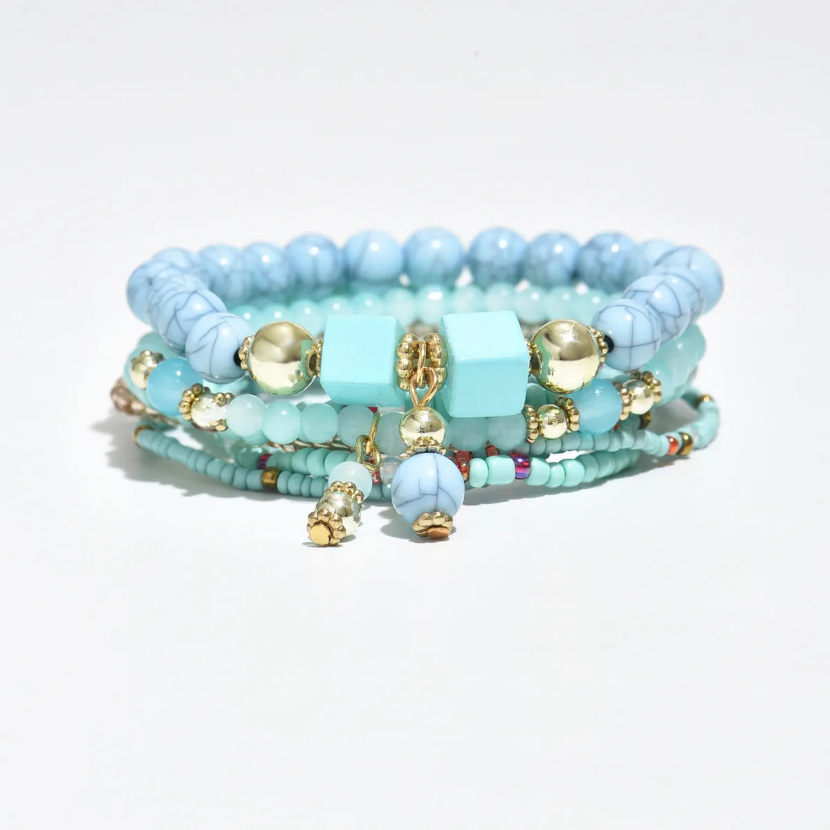 Casual Bohemian Style Multi-Layered Elastic Bracelets Set Of 7