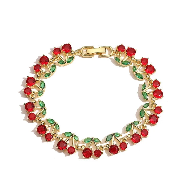 Cherry Copper Rhinestones Jewelry Set