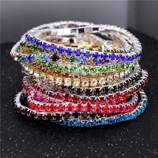 Rhinestone Gem Bracelet (6)Yellow, Diamond, Royal blue, Green, Blue, Black