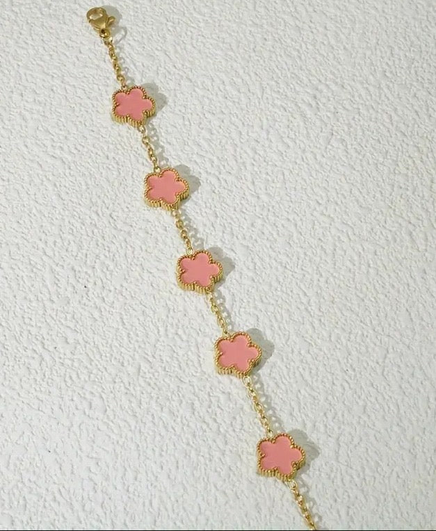 Gold Bracelet Summer Flowers