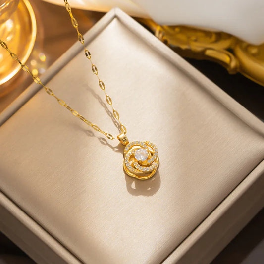 Simple Style Four Leaf Clover Bear Flower Titanium Steel Inlay Shell Zircon Bracelets Earrings Necklace