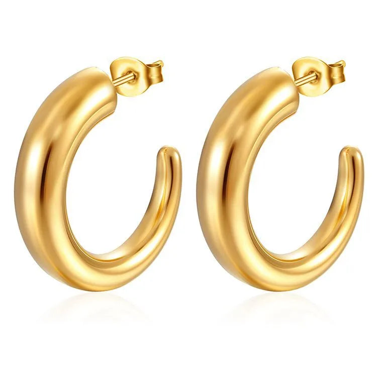 Fashion Solid 304 Stainless Steel 18K Gold Plated Earrings