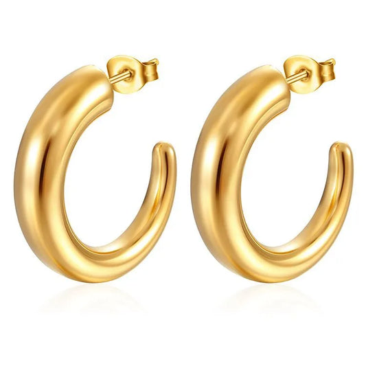 Fashion Solid 304 Stainless Steel 18K Gold Plated Earrings