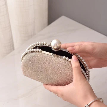 Classic Style Elegant Pearl with Diamonds Clutch