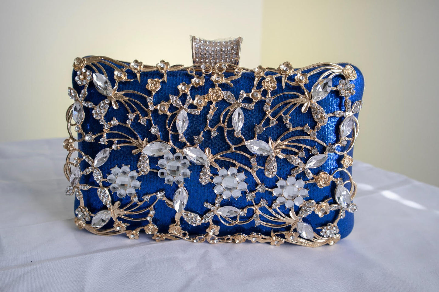 Royal Blue Sunflower Diamond-Encrusted Dinner Bag Fashion Banquet Women's Clutch Bag
