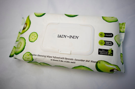 Sensitive Facial Cleansing Wipes Infused with Avocado, Cucumber, and Vitamin E